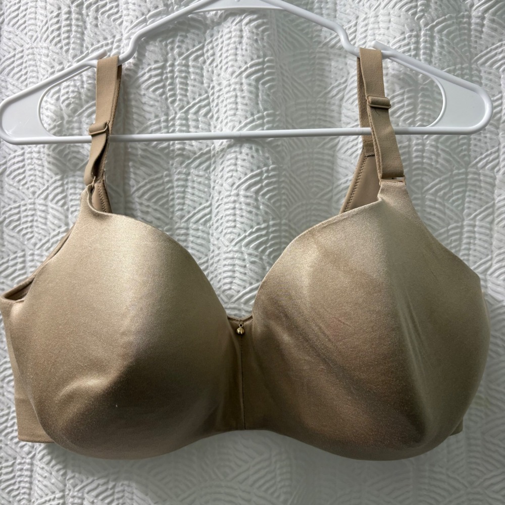 Cacique‎ 38G Lightly Lined Balconette Bra Beige Smooth Satin Feel Full Coverage